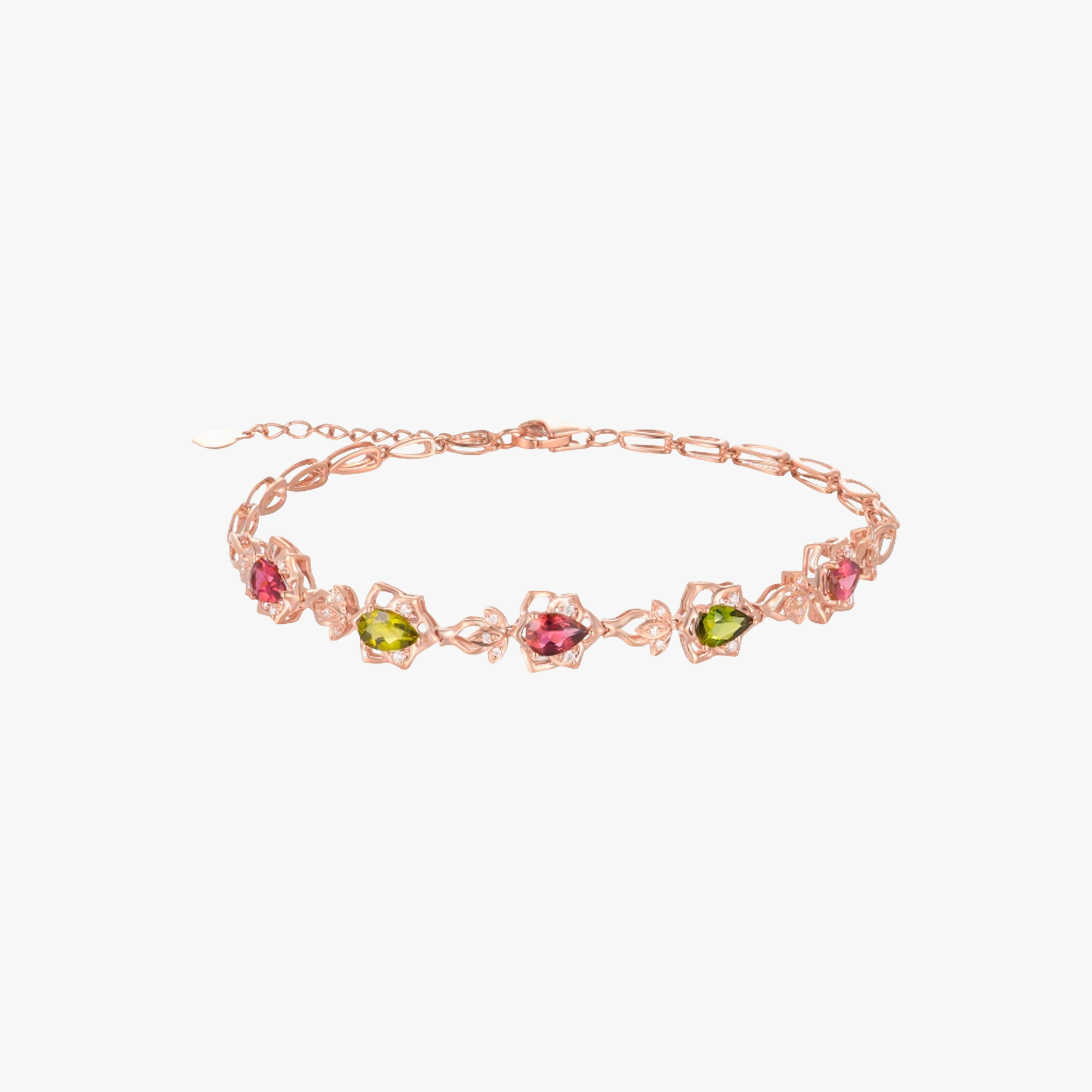 18K Rose Gold Tourmaline Diamond Bracelet