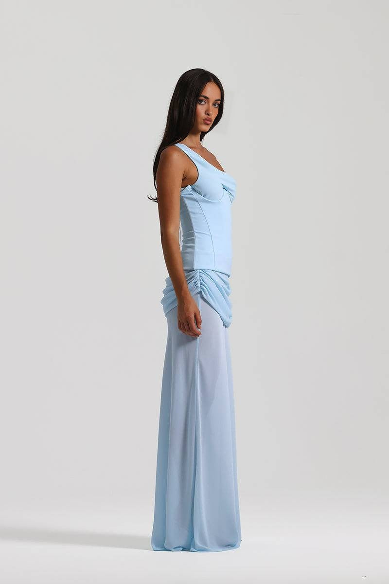 SS 2026 One-Shoulder Ruched Maxi Gown