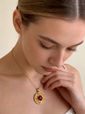 18K Yellow Gold Garnet Pendant Necklace