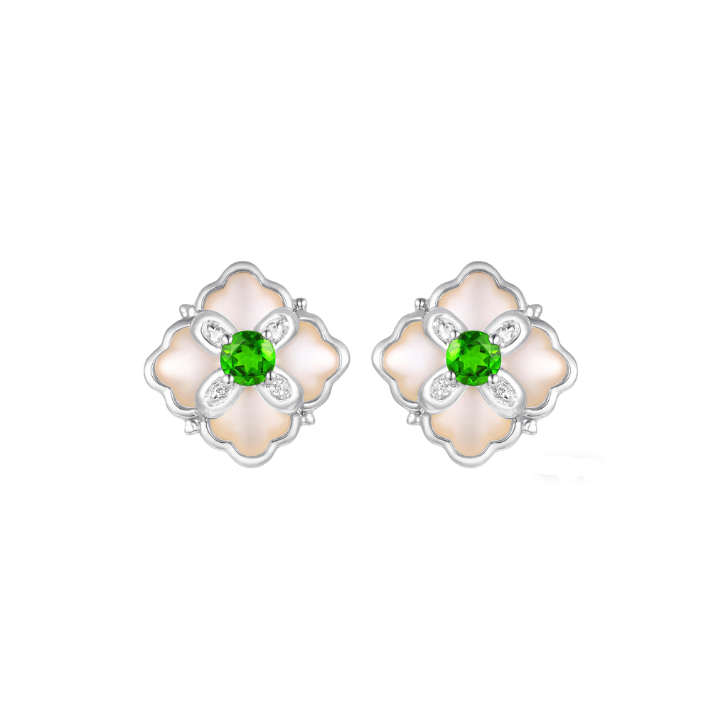 PT950 Platinum Diopside Earrings