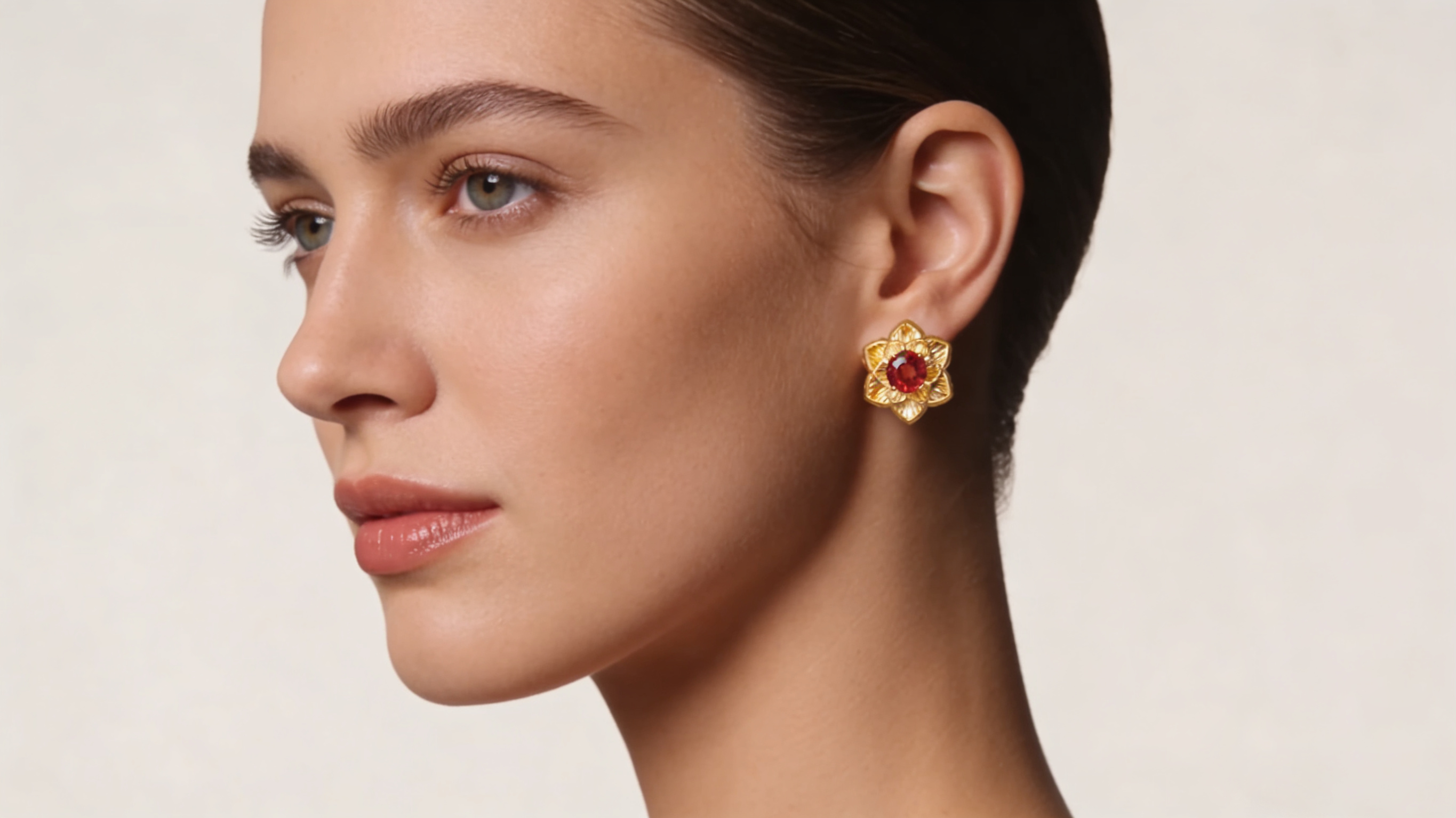 18K Yellow Gold Garnet Earrings