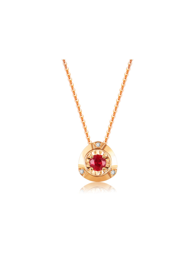 AU750 Gold Ruby Necklace Set – Style RY1030-2