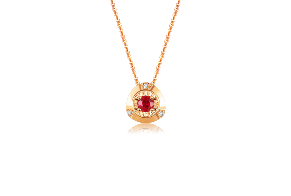 AU750 Gold Ruby Necklace Set – Style RY1030-2