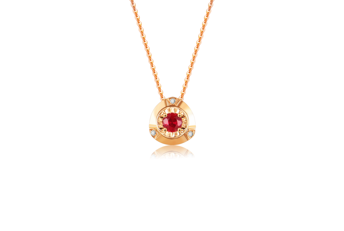 AU750 Gold Ruby Necklace Set – Style RY1030-2