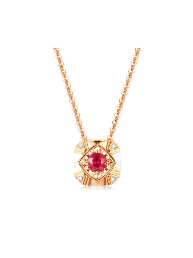 AU750 Gold Ruby Necklace Set – Style RY1030-4