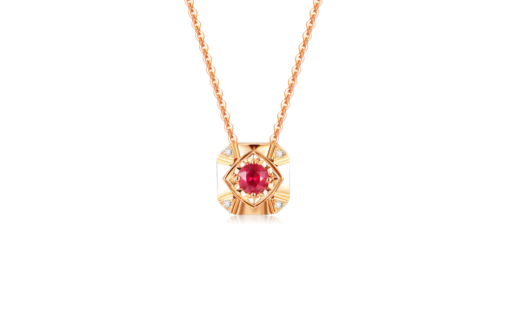 AU750 Gold Ruby Necklace Set – Style RY1030-4
