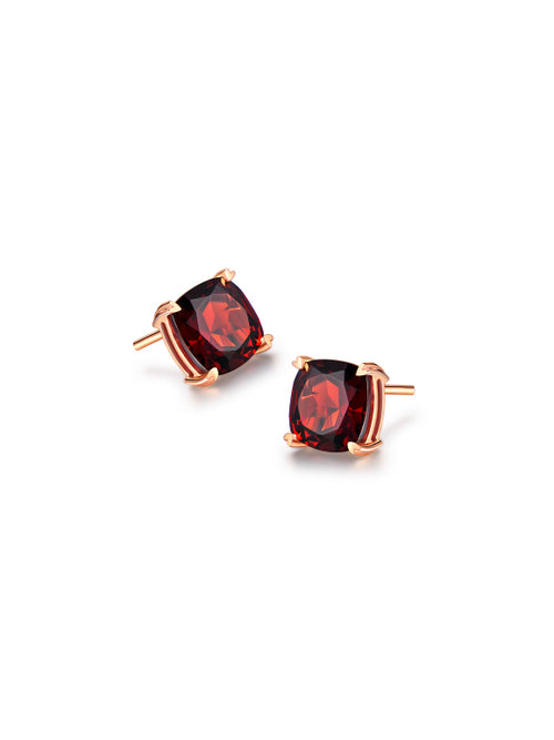18K Rose Gold "Love in My Heart" Series Garnet Earrings