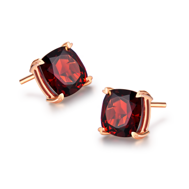 18K Rose Gold "Love in My Heart" Series Garnet Earrings