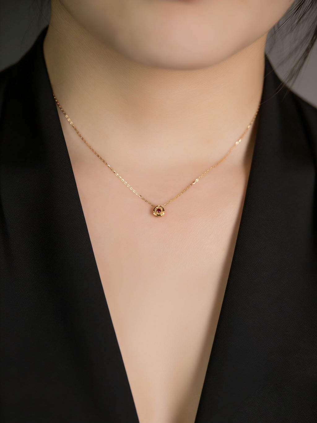 AU750 Gold Ruby Necklace Set – Style RY1030-2