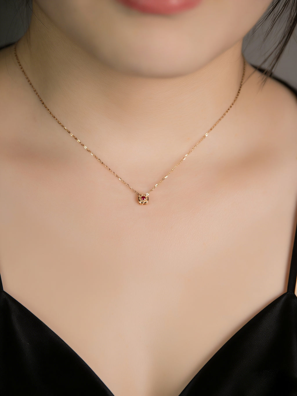 AU750 Gold Ruby Necklace Set – Style RY1030-4