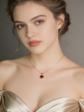 Tender and gentle, like flowing water: 18K rose gold pendant with garnet