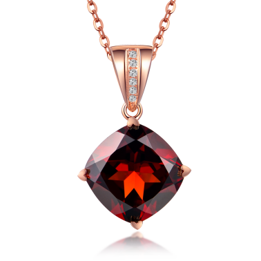 Tender and gentle, like flowing water: 18K rose gold pendant with garnet