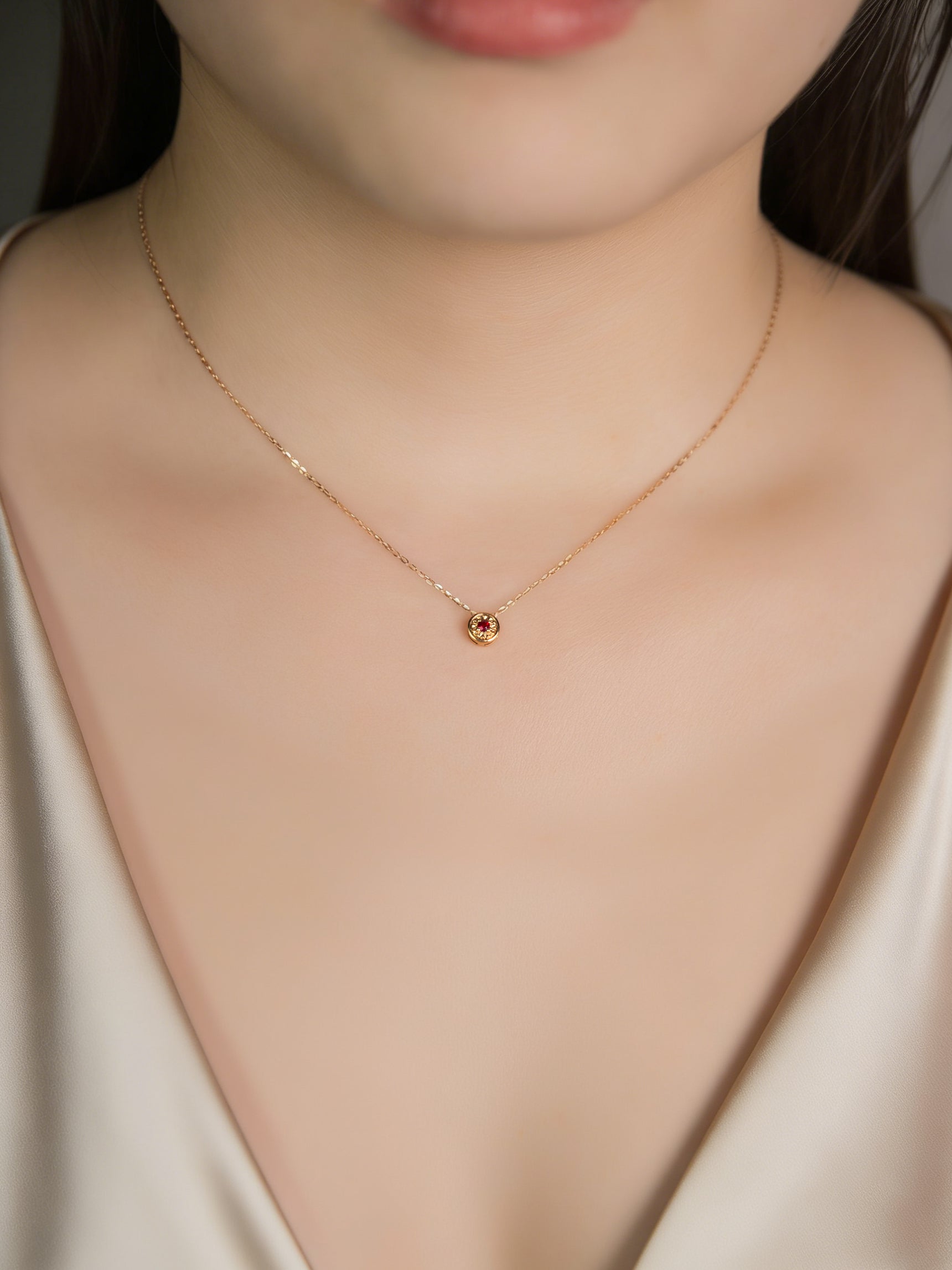 AU750 Gold Ruby Necklace Set – Style RY1030-5